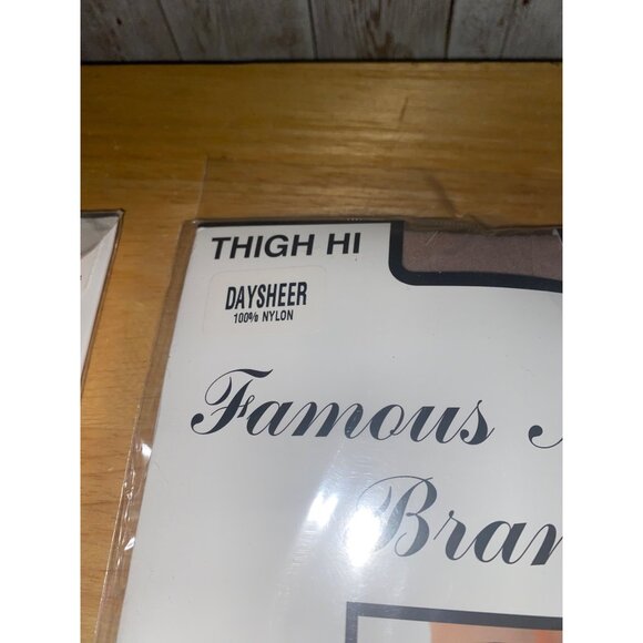 Set of 2 Famous Makers Brands Thigh Hi Daysheer Nude Panty Hose 100% Nylon OS - Picture 2 of 4